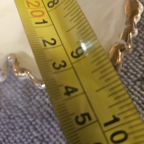 USA Pottery Cream and Gold Edged Two Bowl Ceramic Candy Dish - Picture 9 of 9